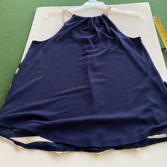 Sleeveless Tunic striped top. Navy blue, cream and Coral. Embroidered bottom - Picture 11 of 11